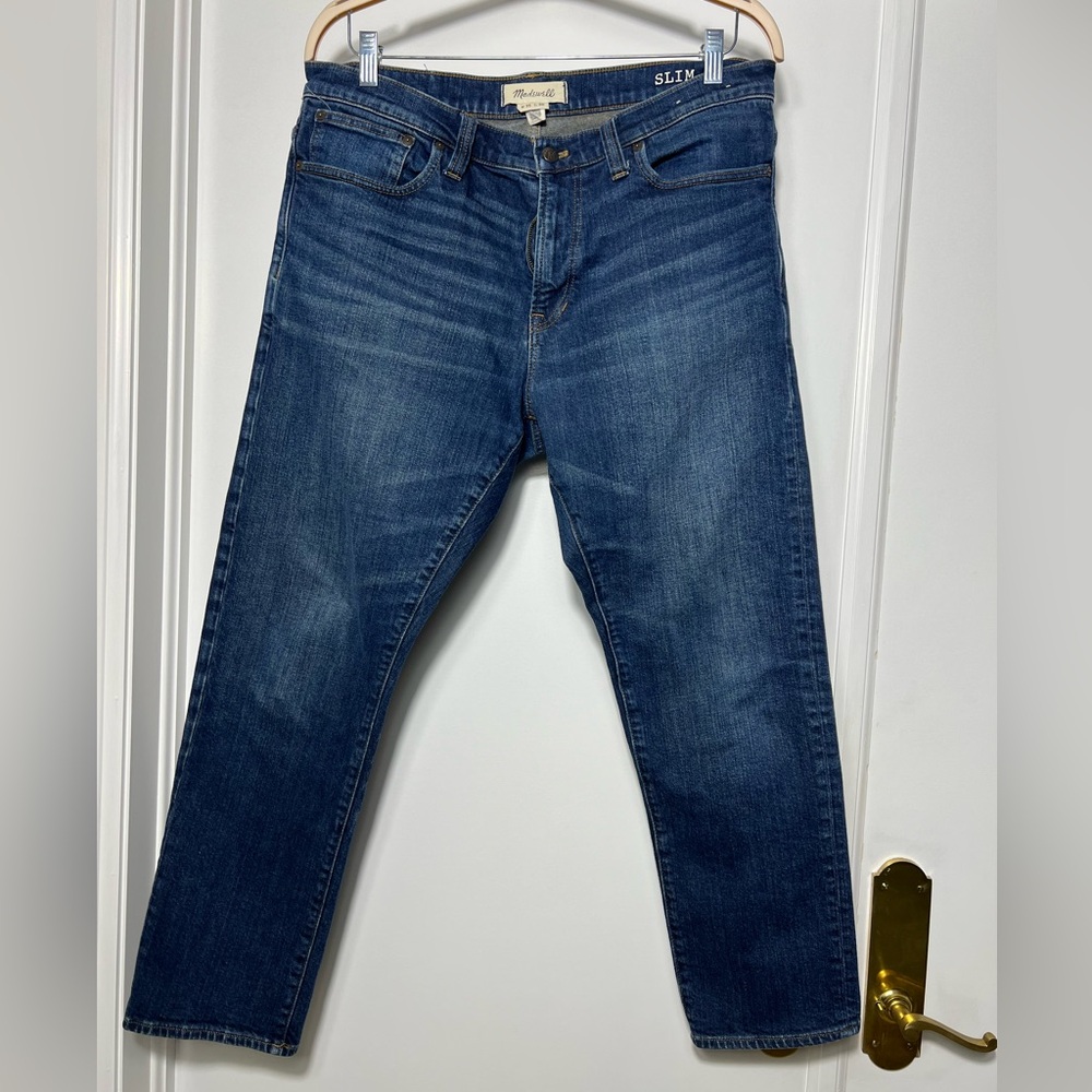 Madewell Men's Slim Straight Dark Blue Denim Jeans